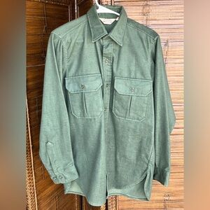 Vintage 80s Cabelas Mens M Hunter GrewHeavy Chamois Button Up Shirt Made In USA